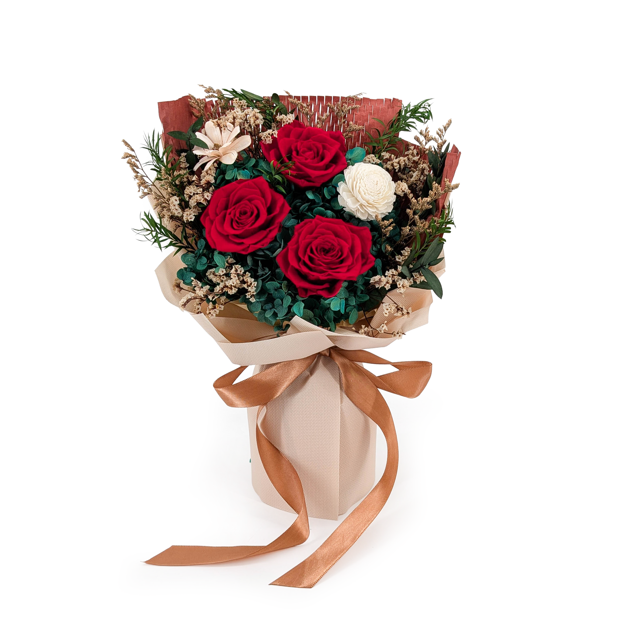 Prémiová kytice v krabici - EVERGIVE – A Lasting Gesture – Crimson Charm