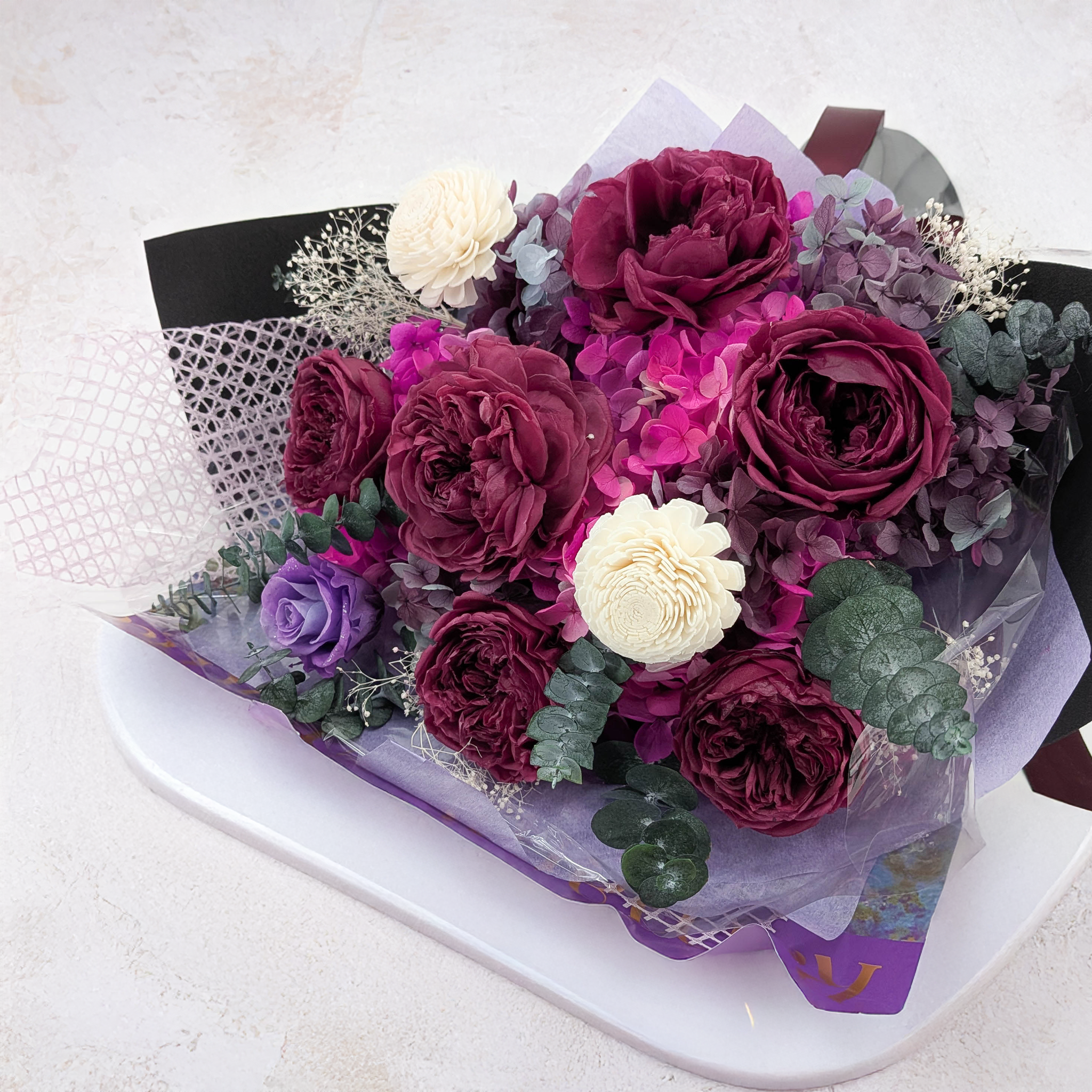 Prémiová kytice v krabičce - EVERGIVE – A Lasting Gesture – Mystelle Royal