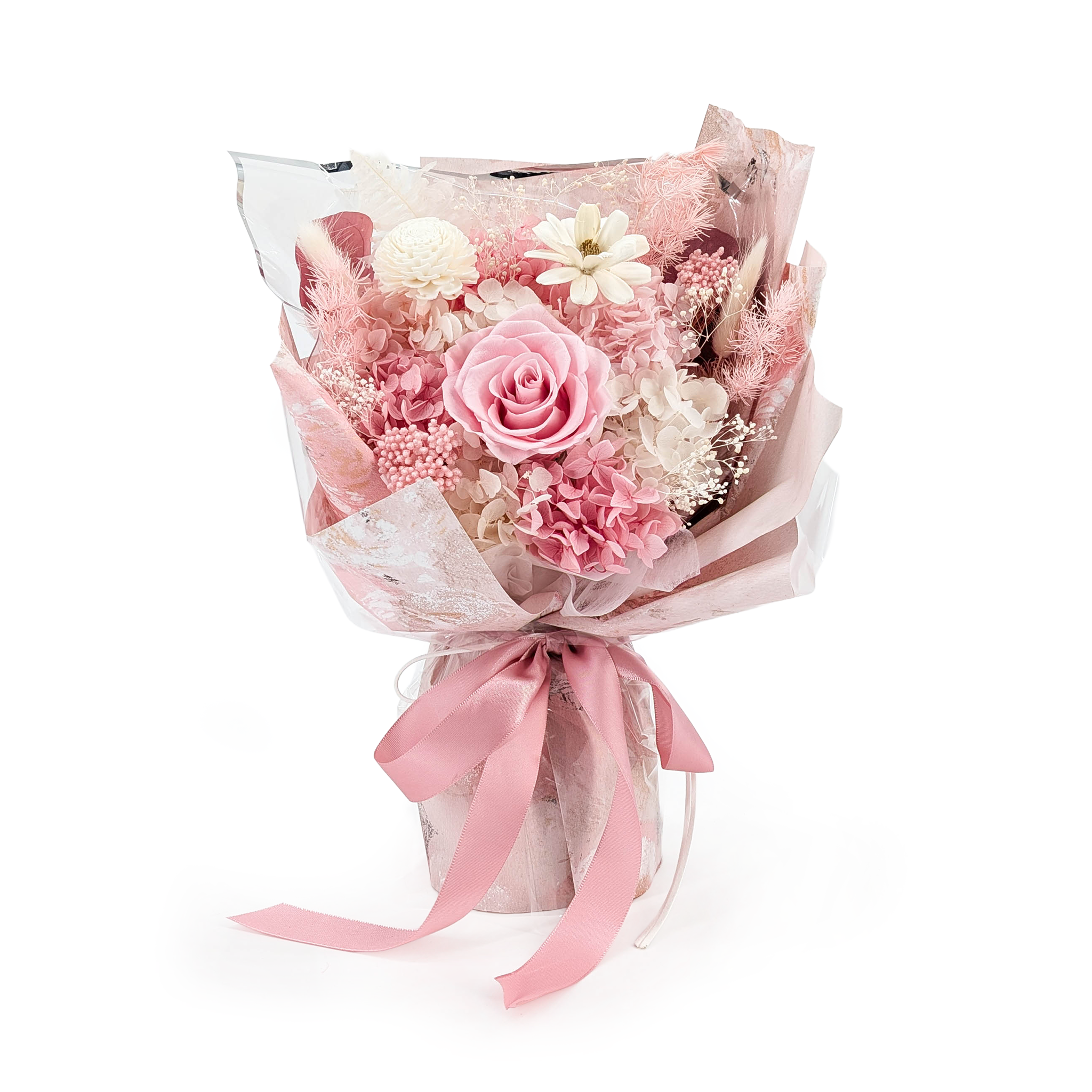 Prémiová kytice v krabičce – EVERGIVE – A Lasting Gesture – Pink Blush
