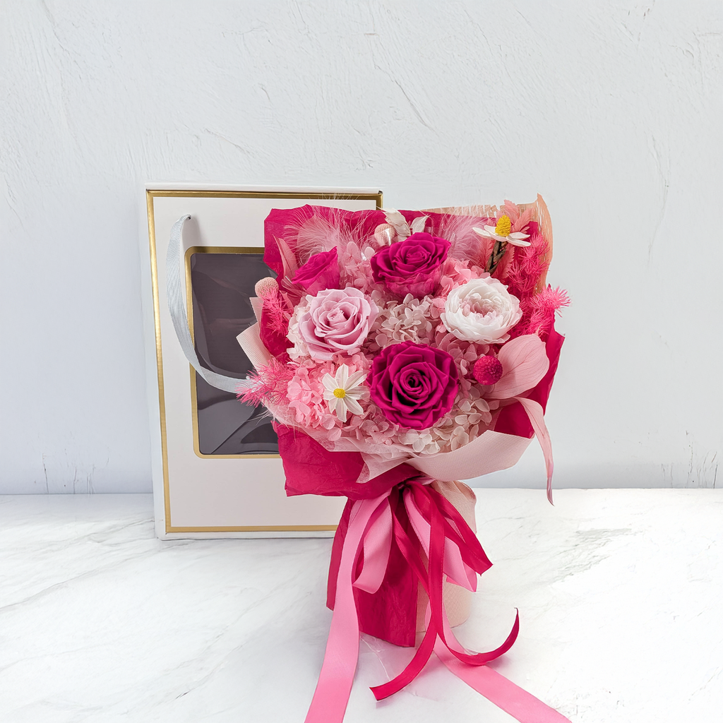 Prémiová kytice v krabici - EVERGIVE – A Lasting Gesture – Pink Desire