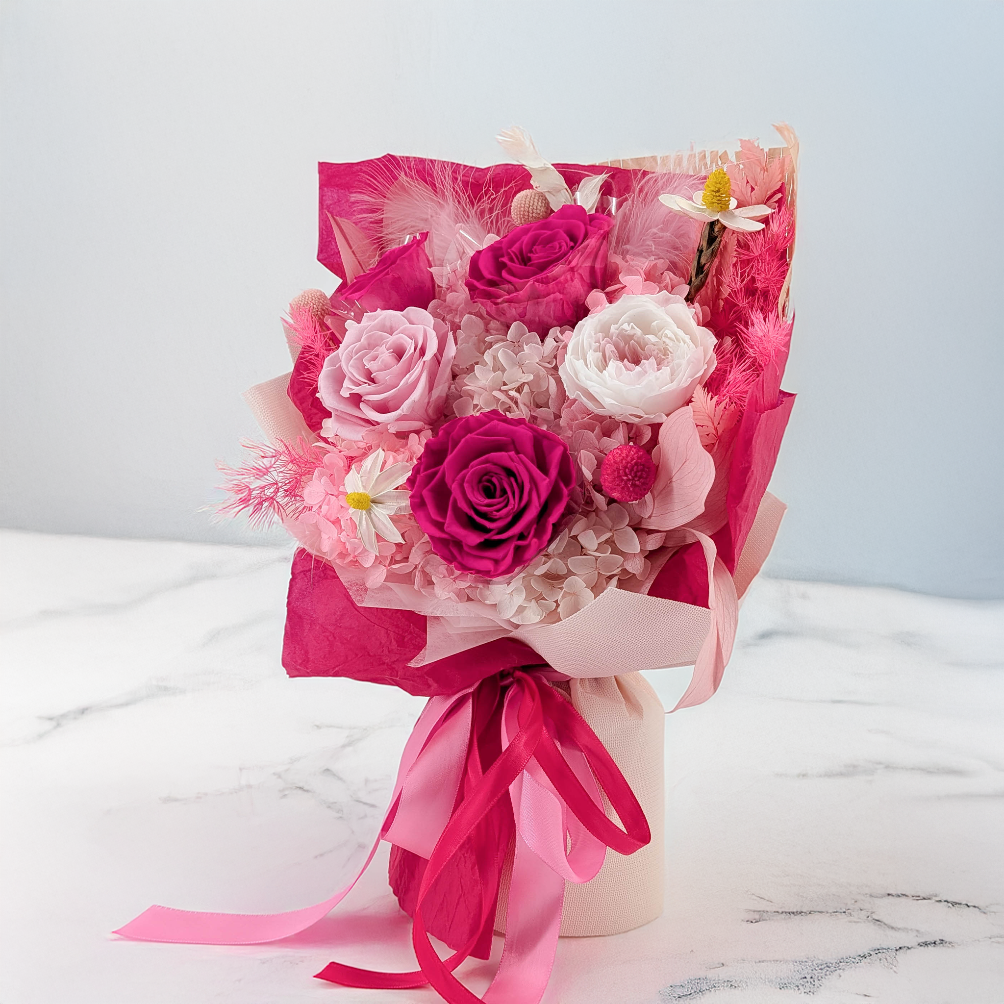 Prémiová kytice v krabici - EVERGIVE – A Lasting Gesture – Pink Desire