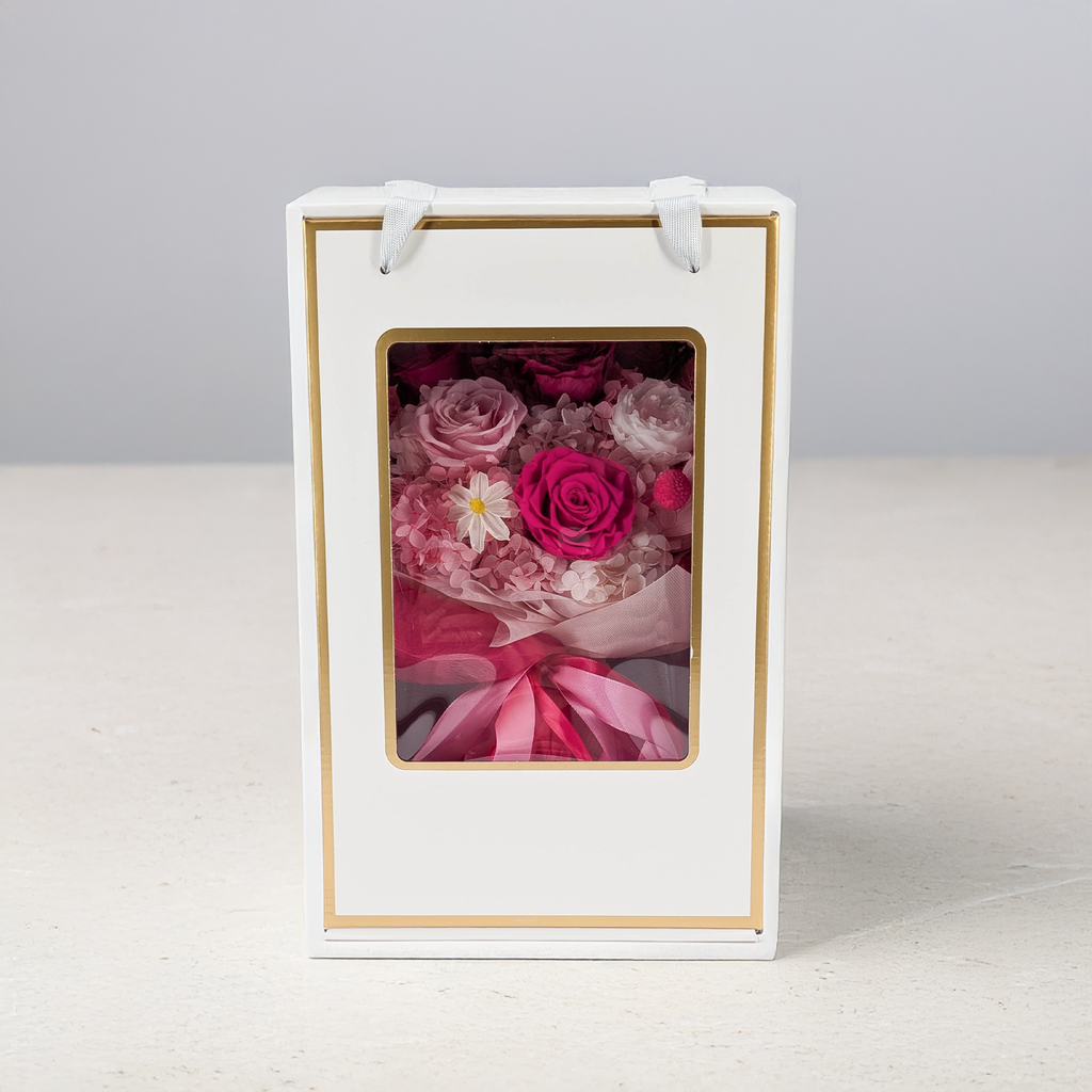 Prémiová kytice v krabici - EVERGIVE – A Lasting Gesture – Pink Desire