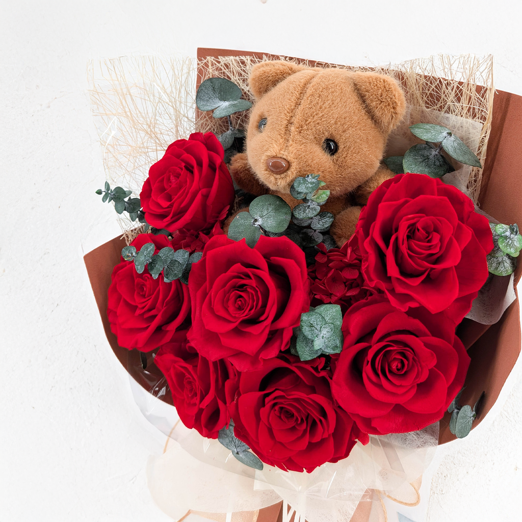 Prémiová kytice v krabičce - EVERGIVE – A Lasting Gesture – Ruby Tenderness