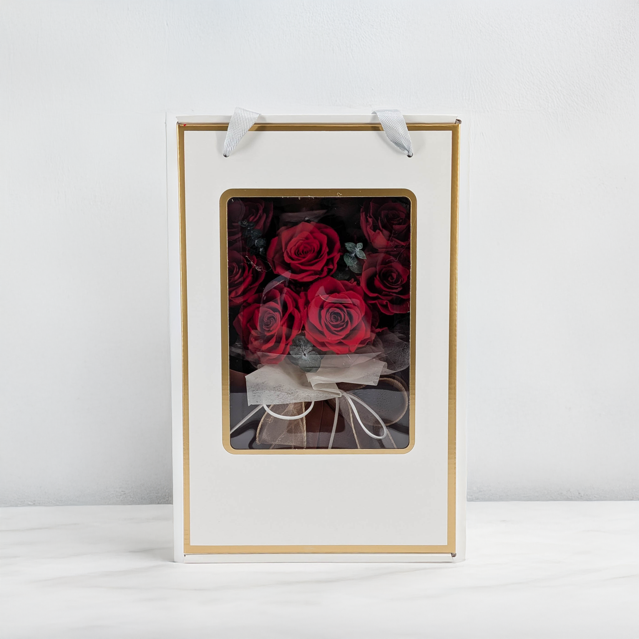 Prémiová kytice v krabičce - EVERGIVE – A Lasting Gesture – Ruby Tenderness