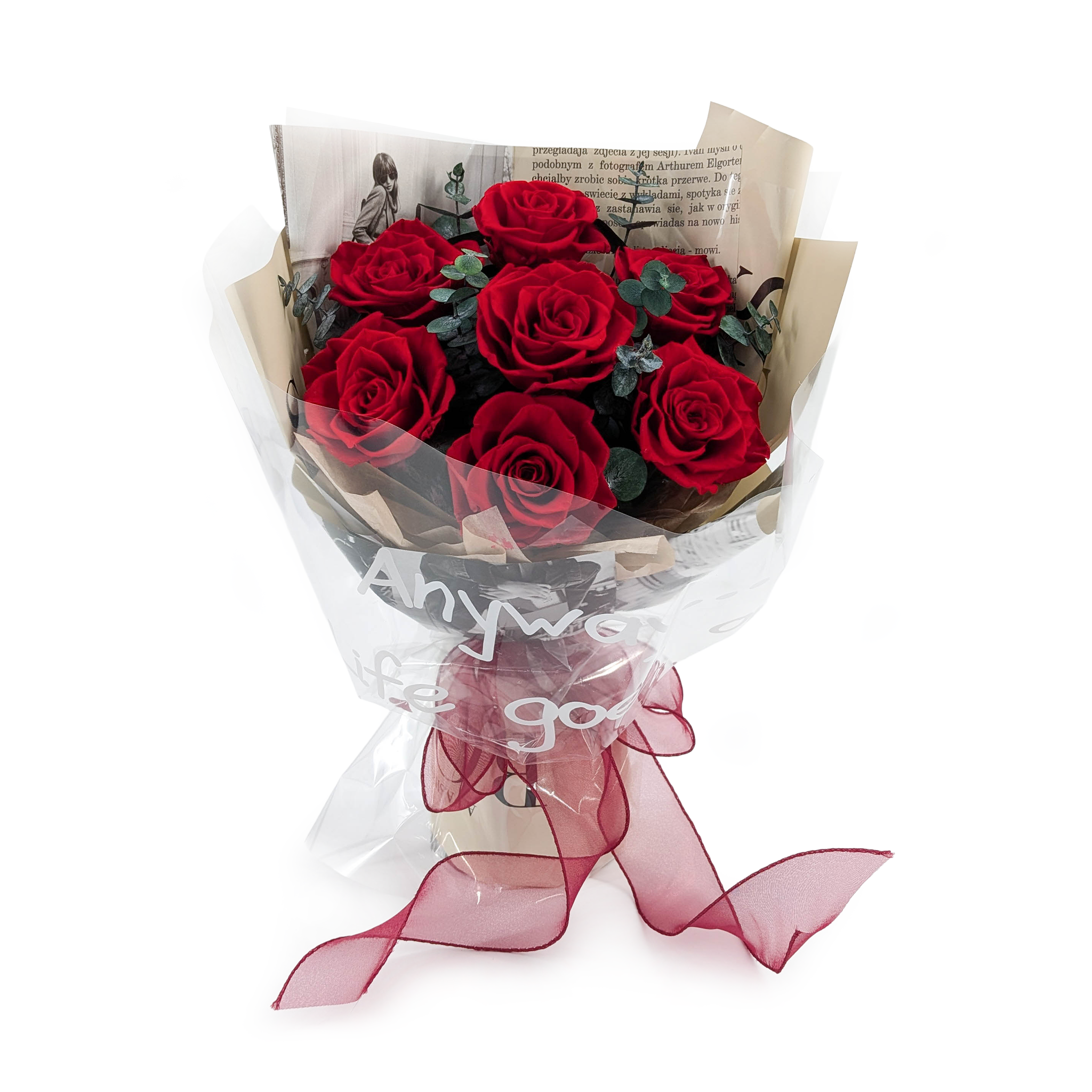 Prémiová kytice v krabičce - EVERGIVE – A Lasting Gesture – Ruby Timeless