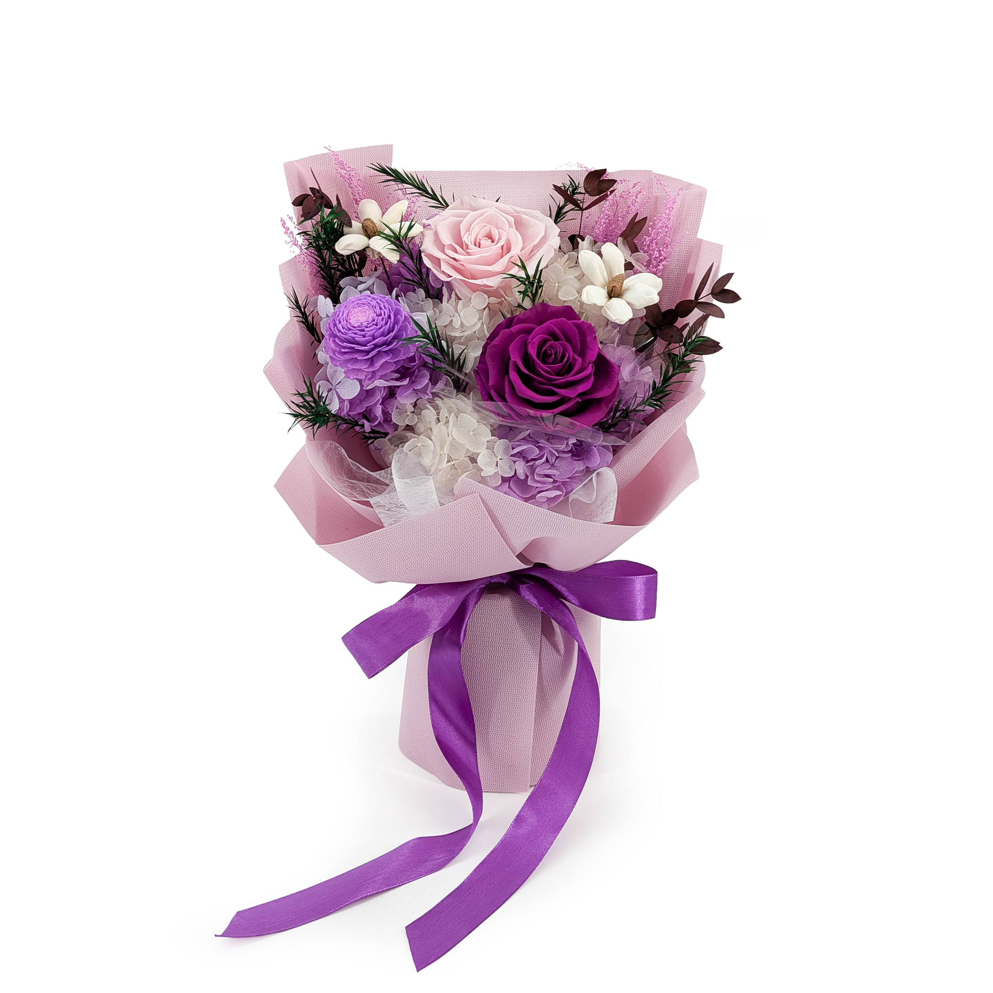 Prémiová kytice v krabici - EVERGIVE – A Lasting Gesture – Violet Grace
